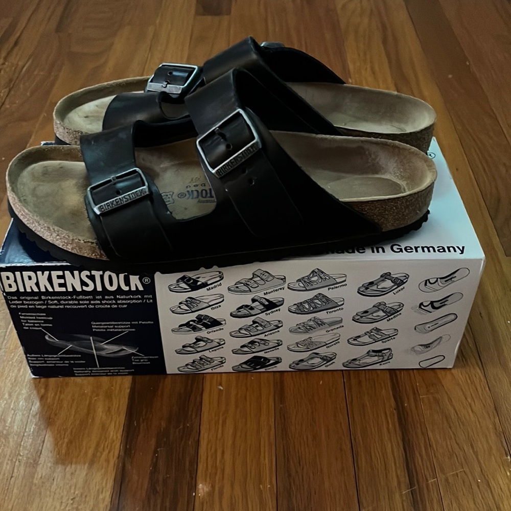 Birkenstock Arizona size 41 Black smooth leather - includes shoebox (pictured)